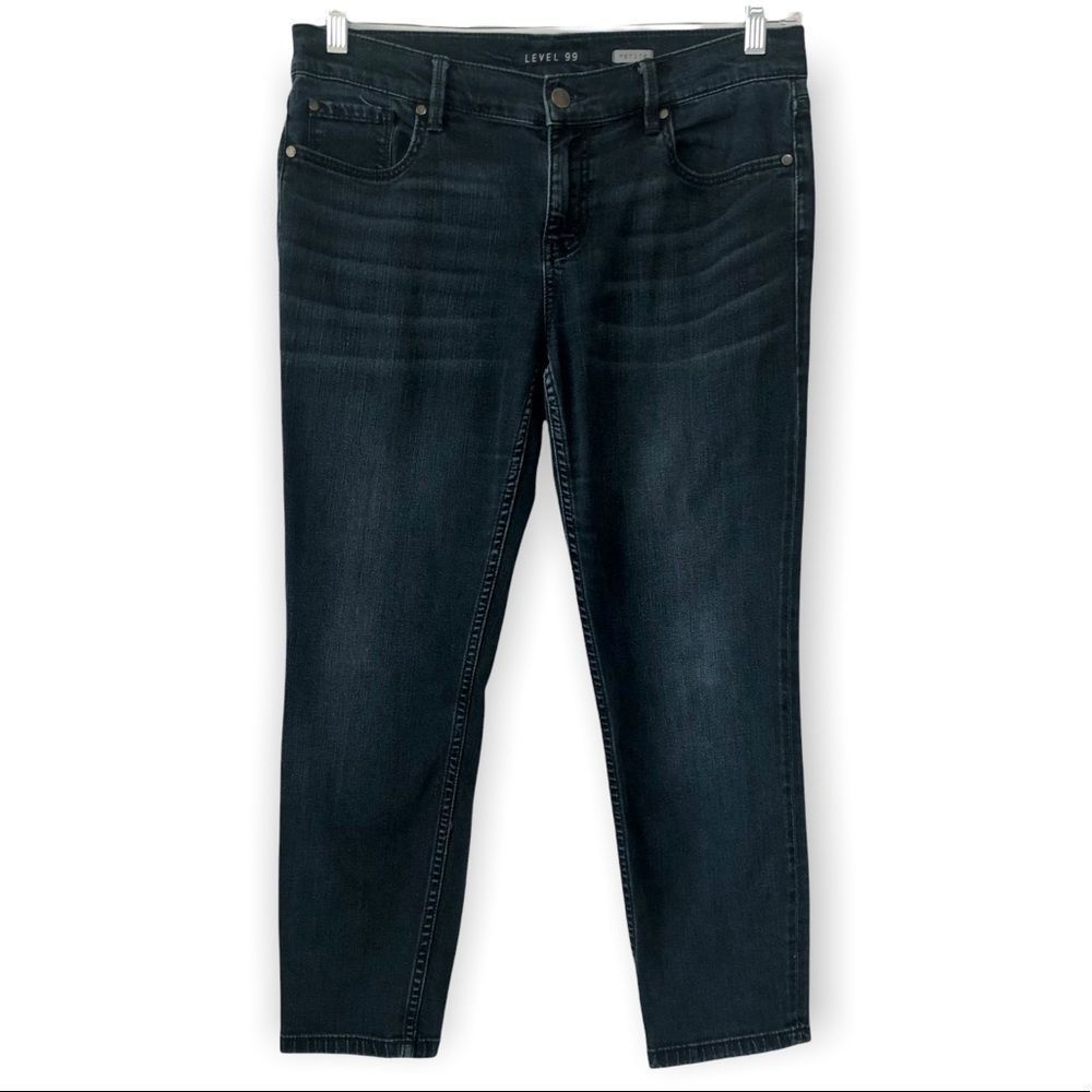 Level 99 Women's Petite Skinny Dark Wash 5-Pocket Ankle Length Denim Jean, 29p